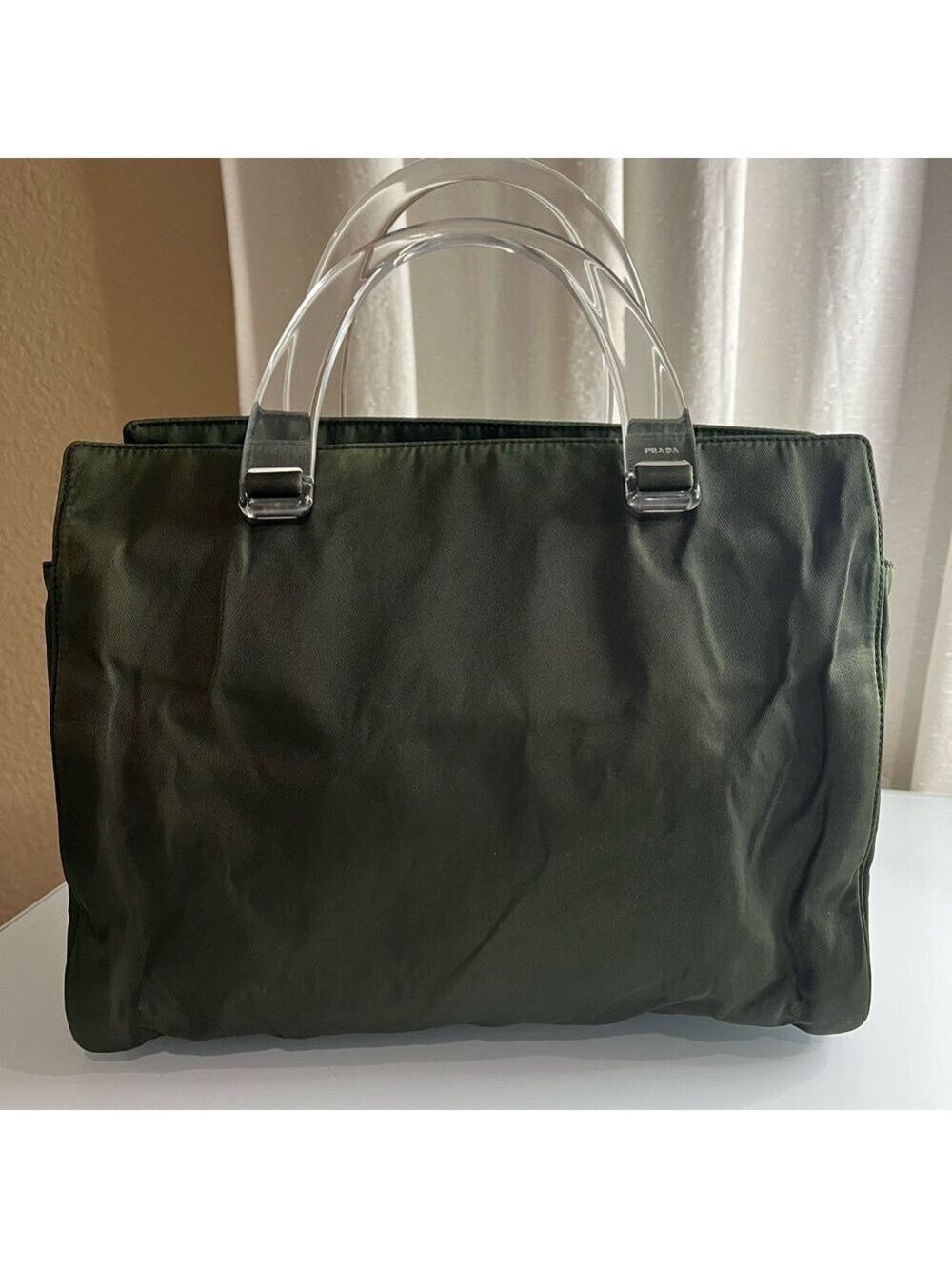 PRADA TESSUTO GREEN NYLON HANDBAG - Picture 2 of 11